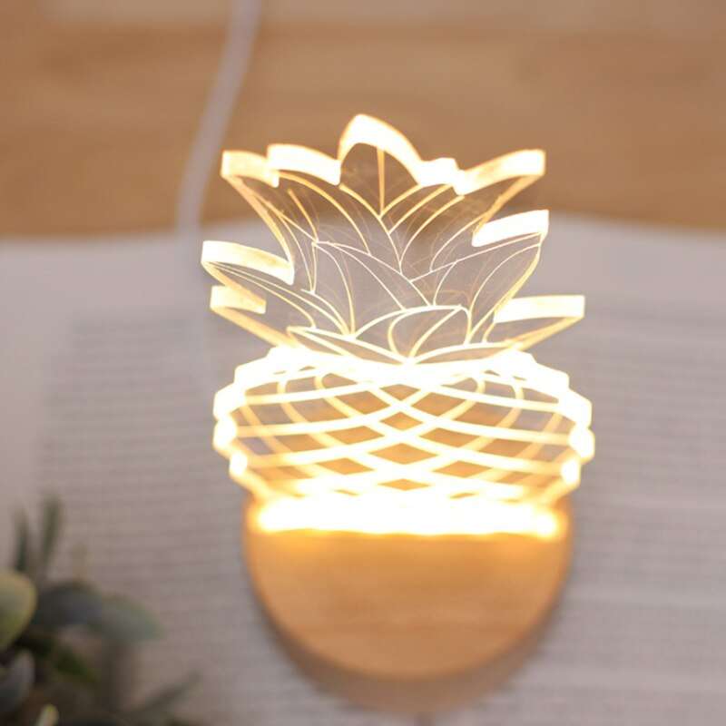 Tropical pineapple bedside lamp with warm light