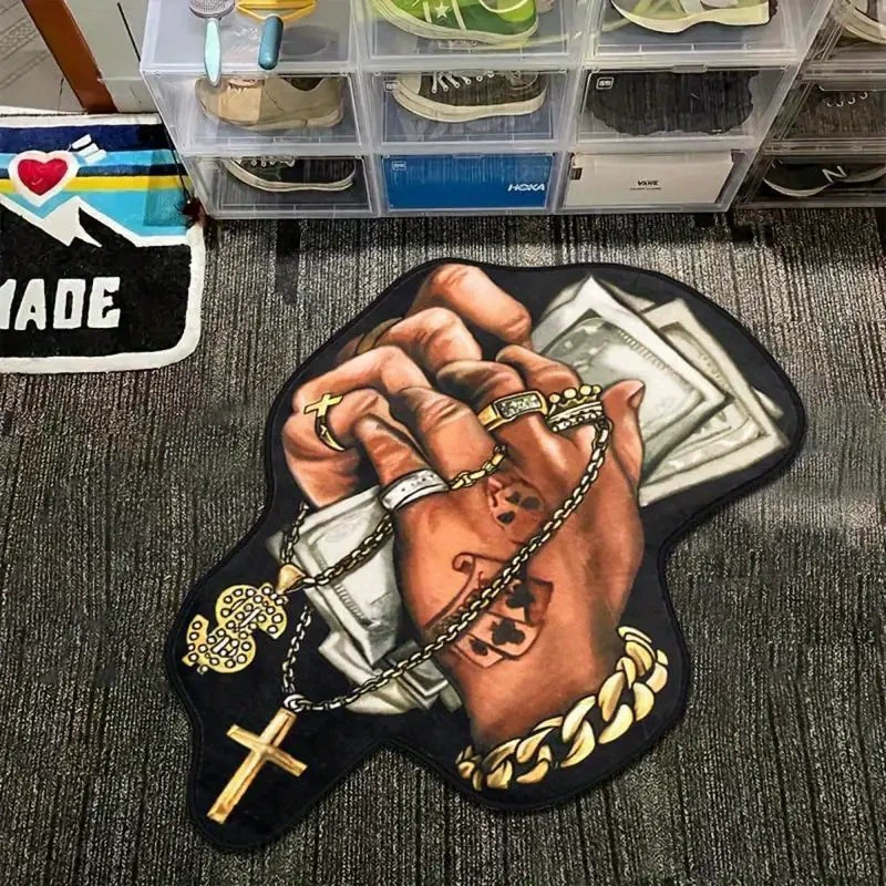 Creative Dollar Bill Shaped Rug Irregular Funny Money Floor Mat for Home Decor