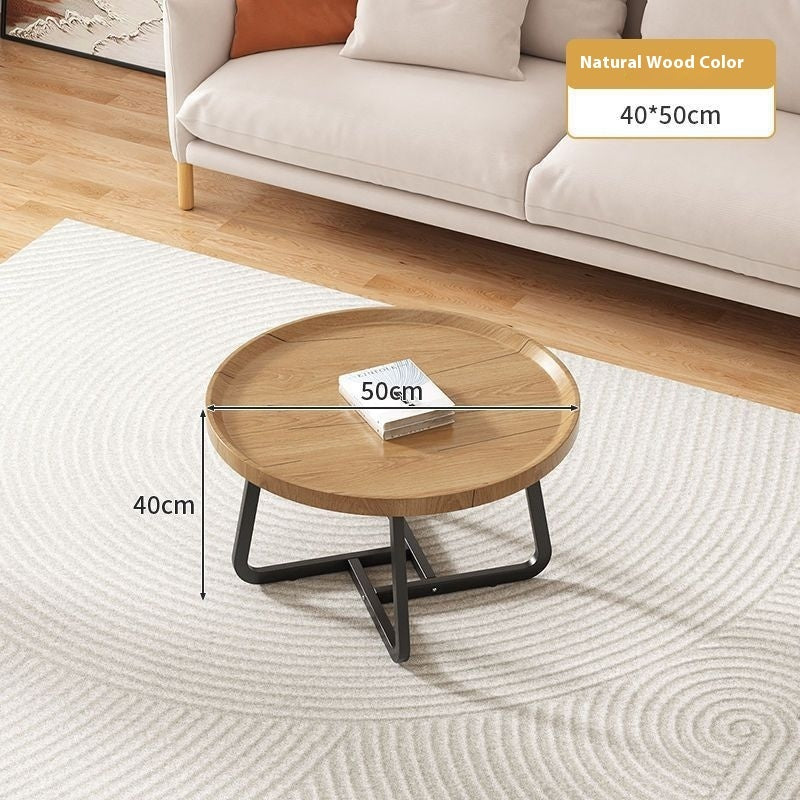 Light Luxury Solid Wood Tea Table Modern Minimalist Round Table for Living Room