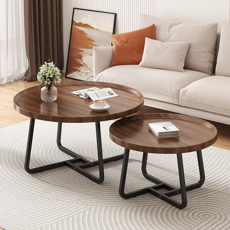 Light Luxury Solid Wood Tea Table Modern Minimalist Round Table for Living Room