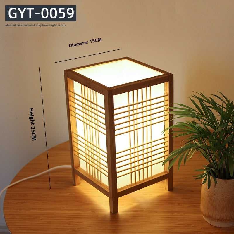 Compact Japanese bedside lamp with warm glow

