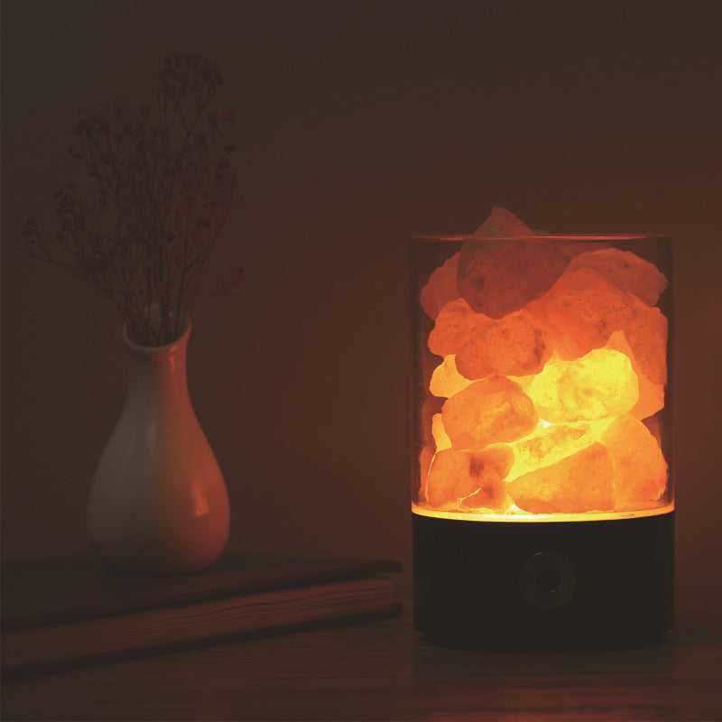 USB LED salt lamp creating calming ambiance