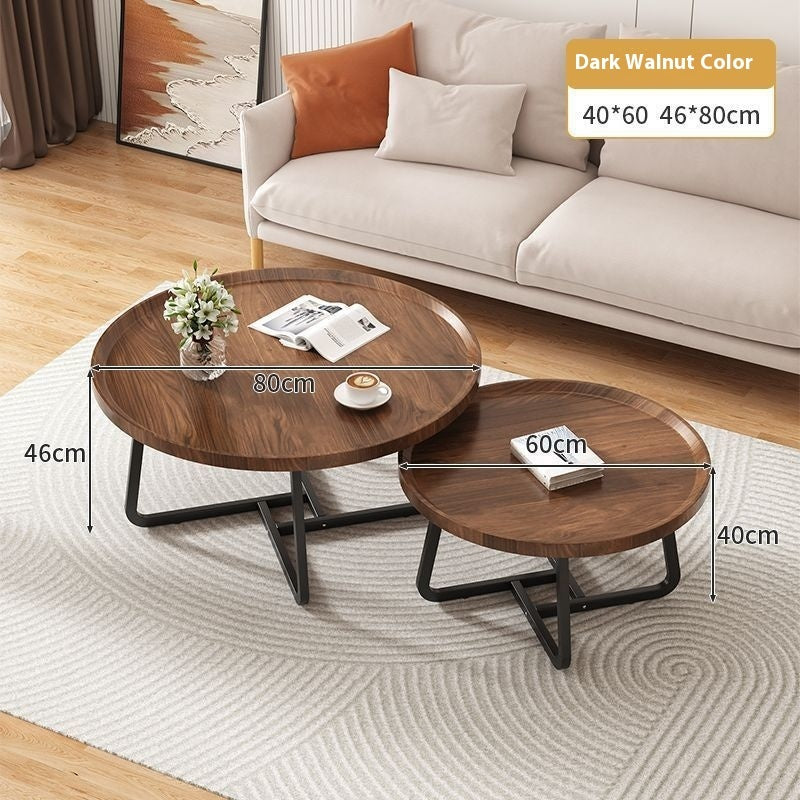 Light Luxury Solid Wood Tea Table Modern Minimalist Round Table for Living Room