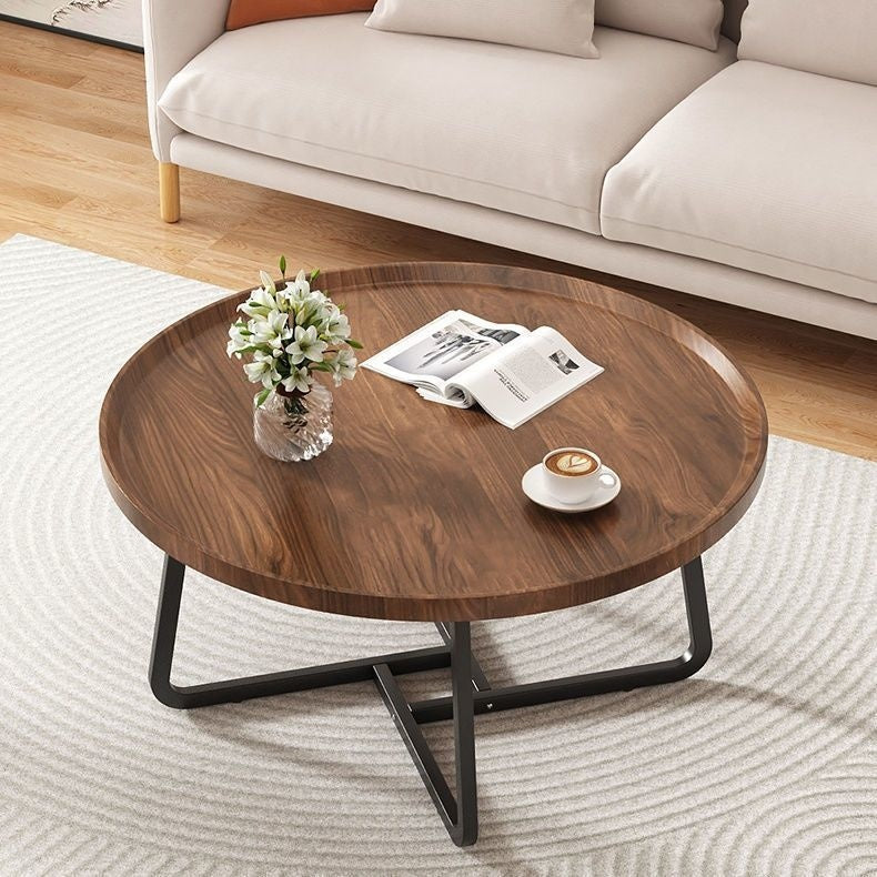 Light Luxury Solid Wood Tea Table Modern Minimalist Round Table for Living Room