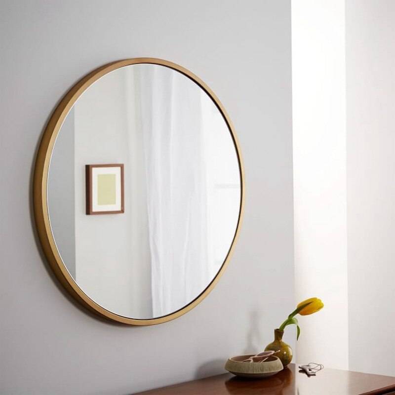 Modern bathroom wall mirror with decorative frame

