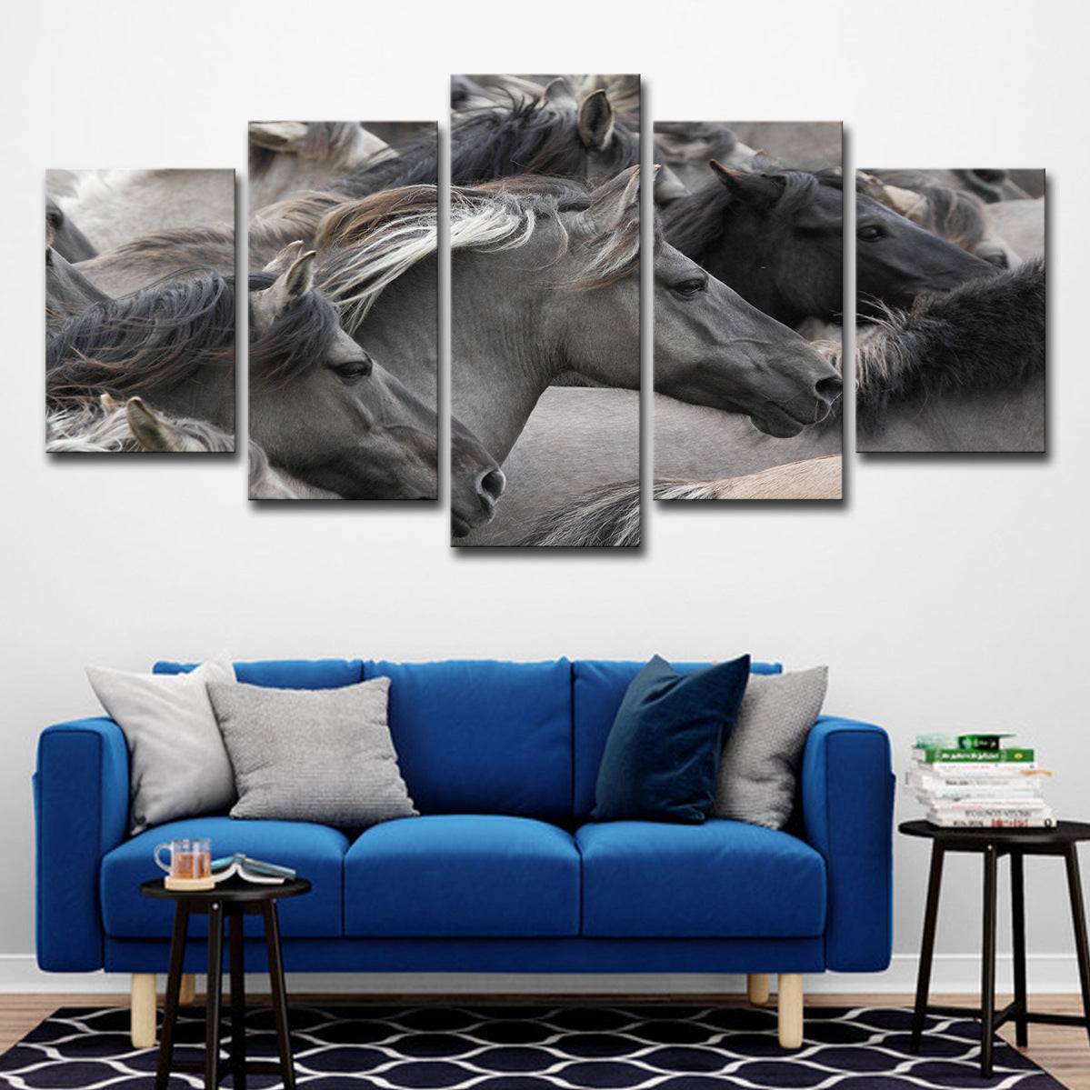 
Artistic grey and black horse canvas decor


