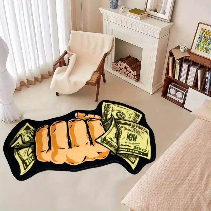 Creative Dollar Bill Shaped Rug Irregular Funny Money Floor Mat for Home Decor